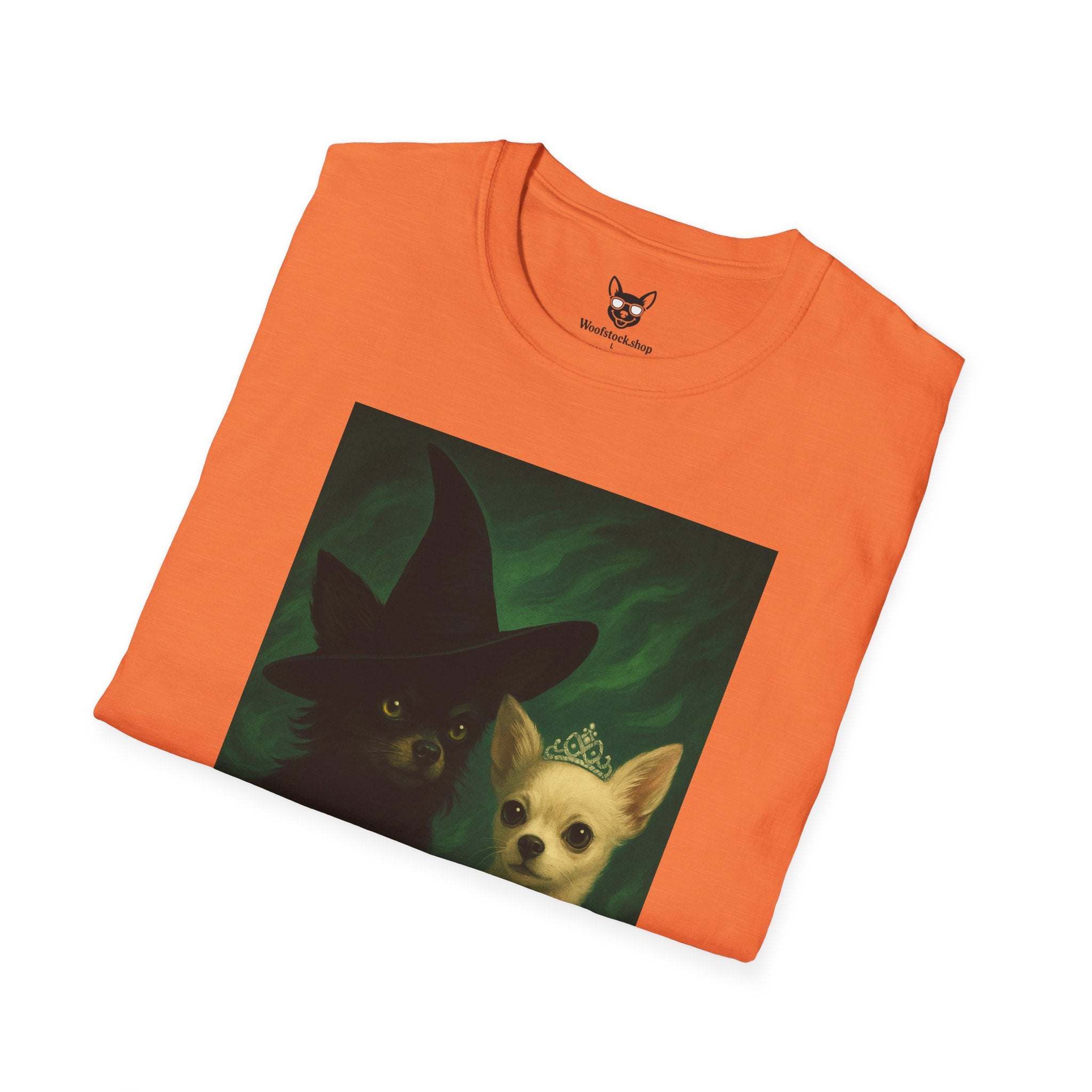 Wicked Broadway Poster Dog Parody Unisex Softstyle T-Shirt -- Funny Dog Shirt for Broadway and Dog Lovers